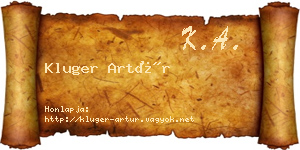 Kluger Artúr névjegykártya